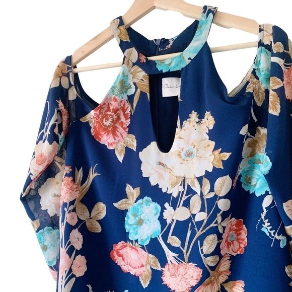 Charles Henry Cold Shoulder Blue Floral Dress Size S Women - Picture 7 of 14
